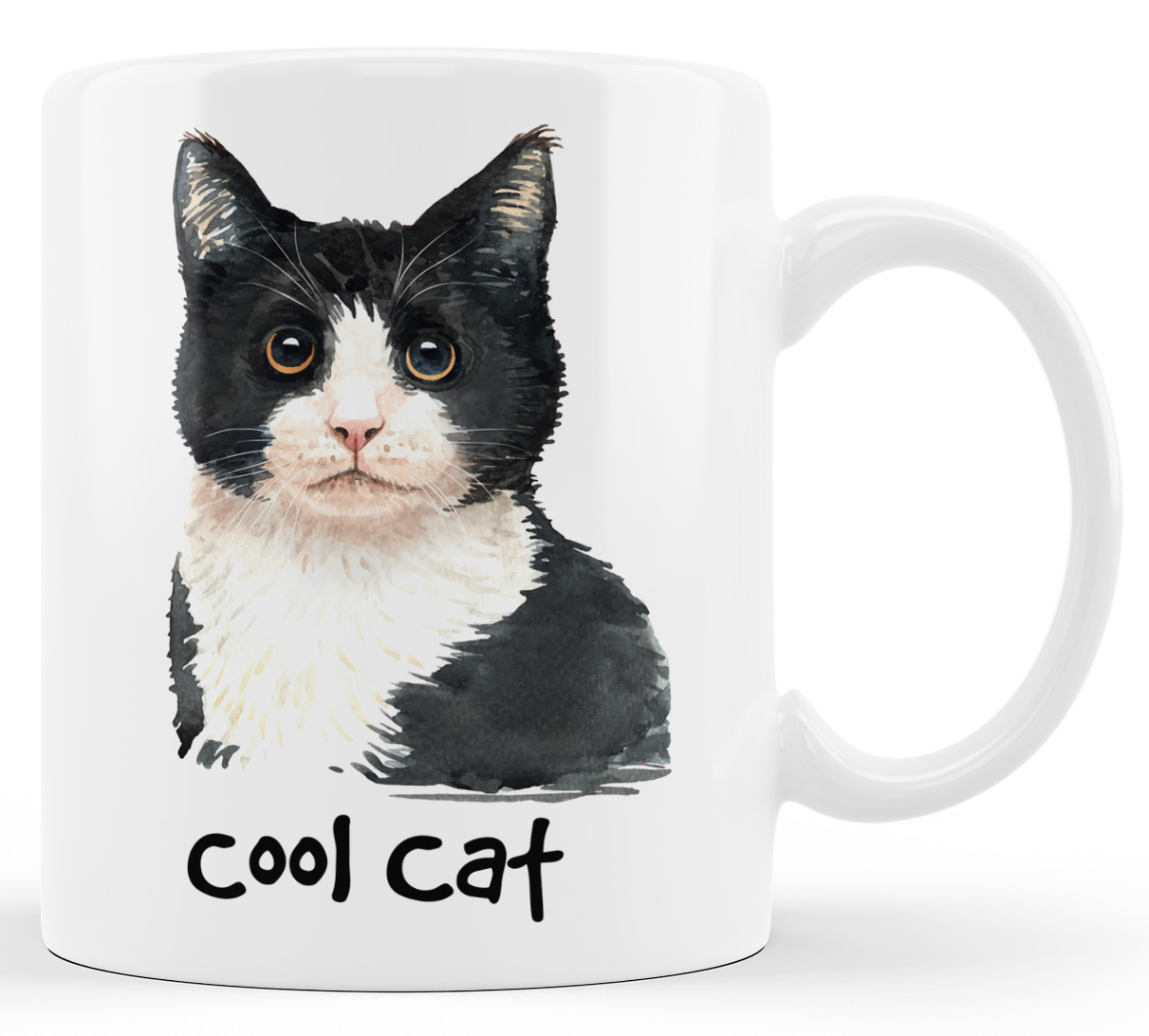 

Kubek kot czarno biały cool cat