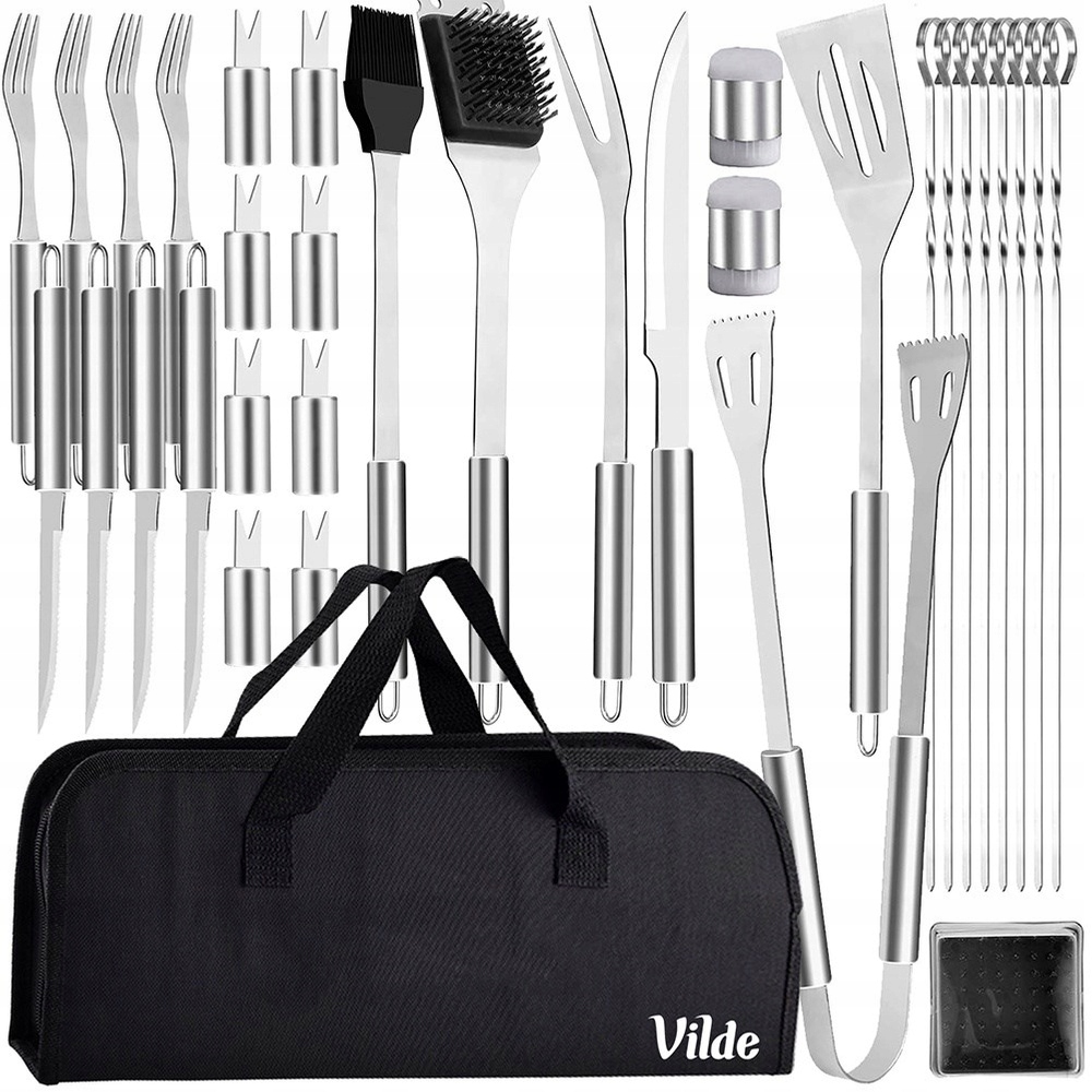 Ocelový grilovací set příslušenství grilovací náčiní 33v1 Pouzdro XL
