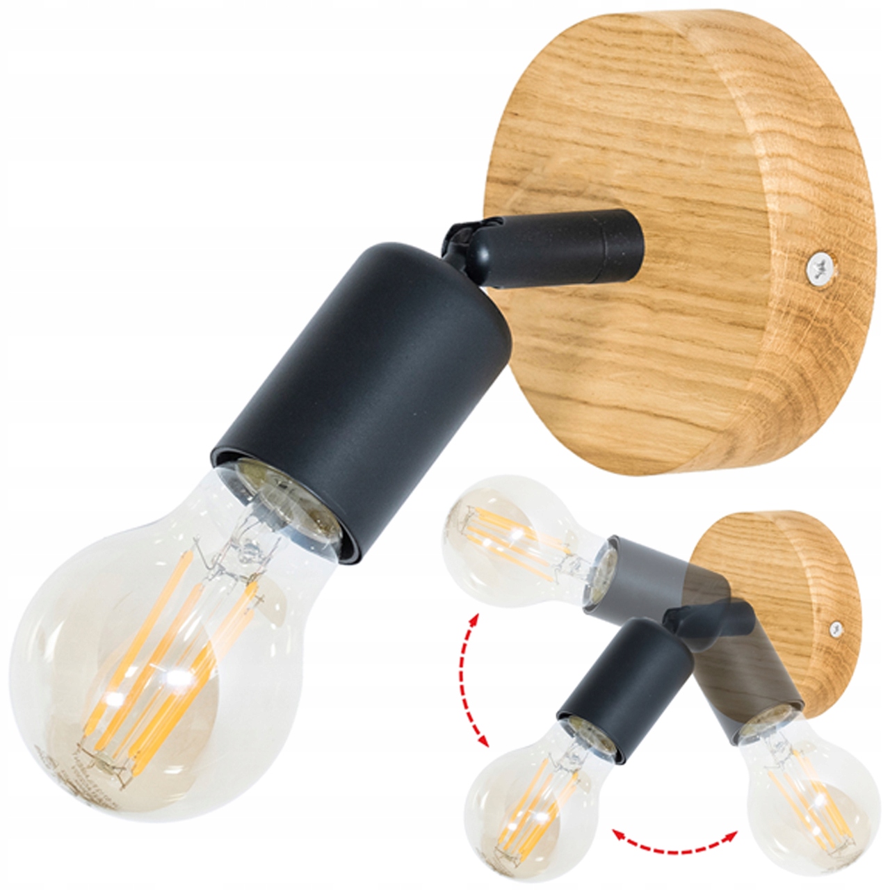 Nástěnná Led lampa Dubová Fi 10 cm E27 nad zrcadlo do koupelny, stropní