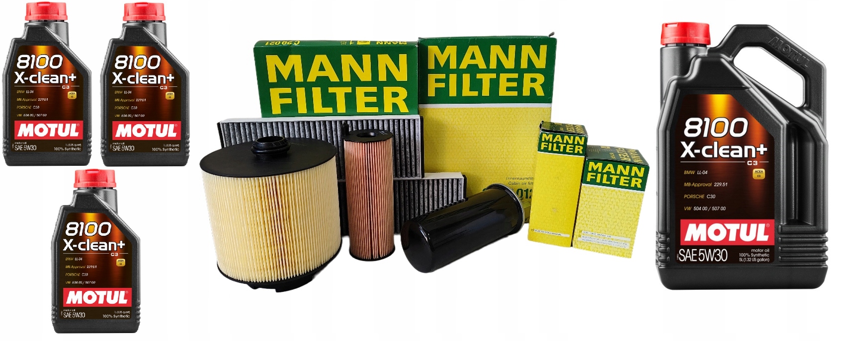 Sada filtrů Audi A6 C6 06-08 3.0TDI Asb 233KM Diesel Olej Motul 5W30 8L