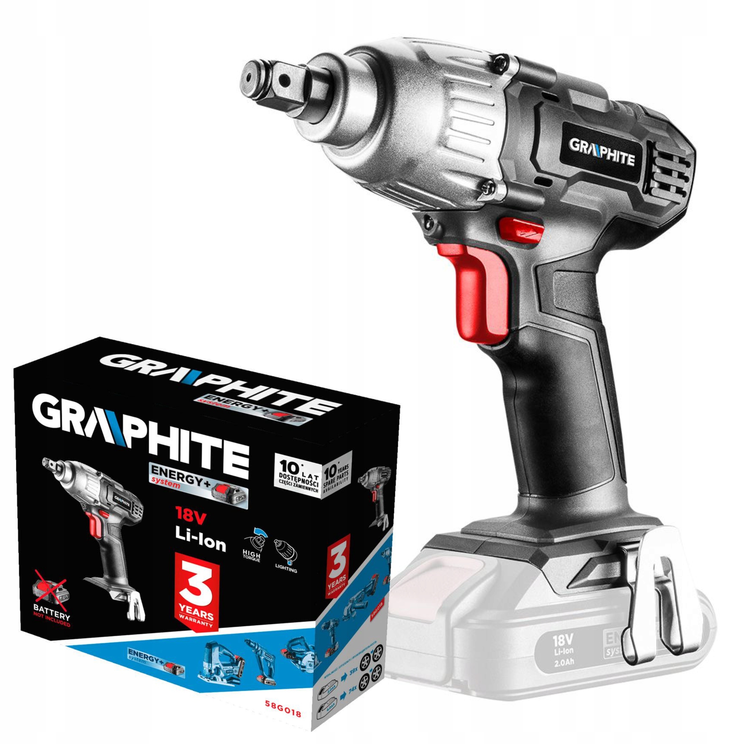 Graphite Rázový Uťahovák Akumulátorový Skrutkovač 18V Li-Ion 180nm 58G018