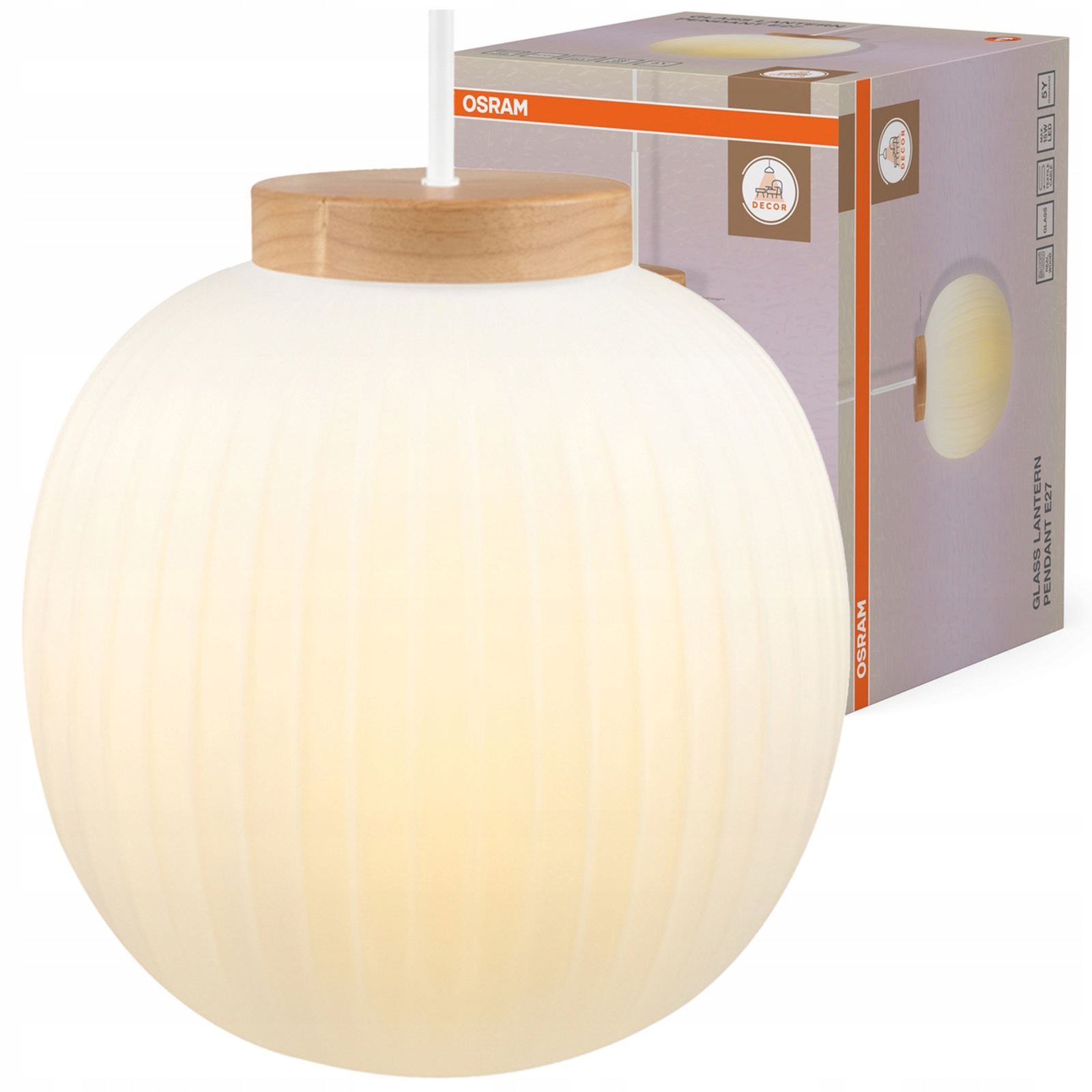 Závesná lampa Stropné svietidlo E27 Biela Drevo Decor Osram