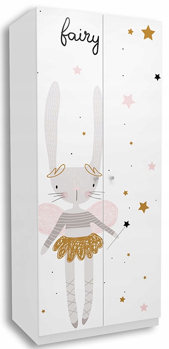 SZAFA DZIECIĘCA BIAŁA DWUDRZWIOWA 80 CM Z DRĄŻKIEM Marka Elior