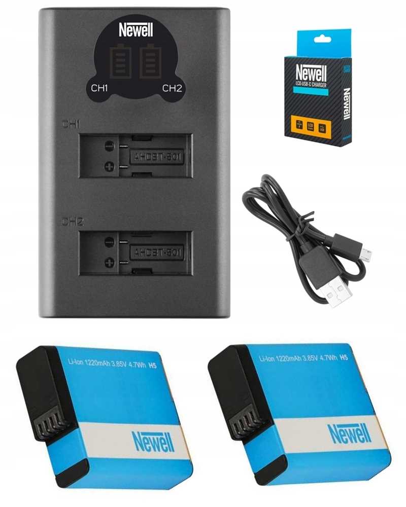Zestaw 2 Akumulatory AABAT-001+ŁADOWARKA Dl-usb LCD HERO5-6-7