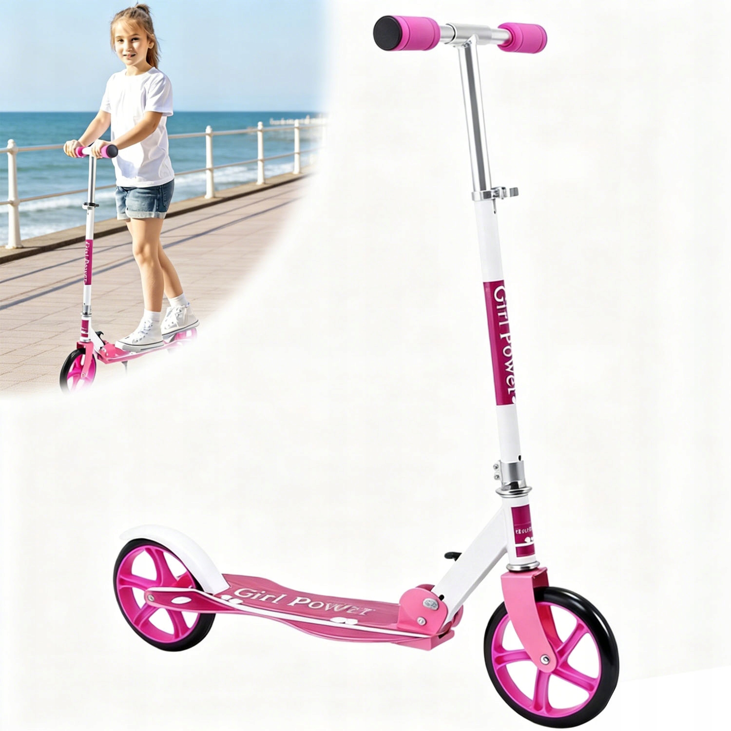 Różowa Hulajnoga Miejska Składana Dla Dzieci Dorosłych Lekka
