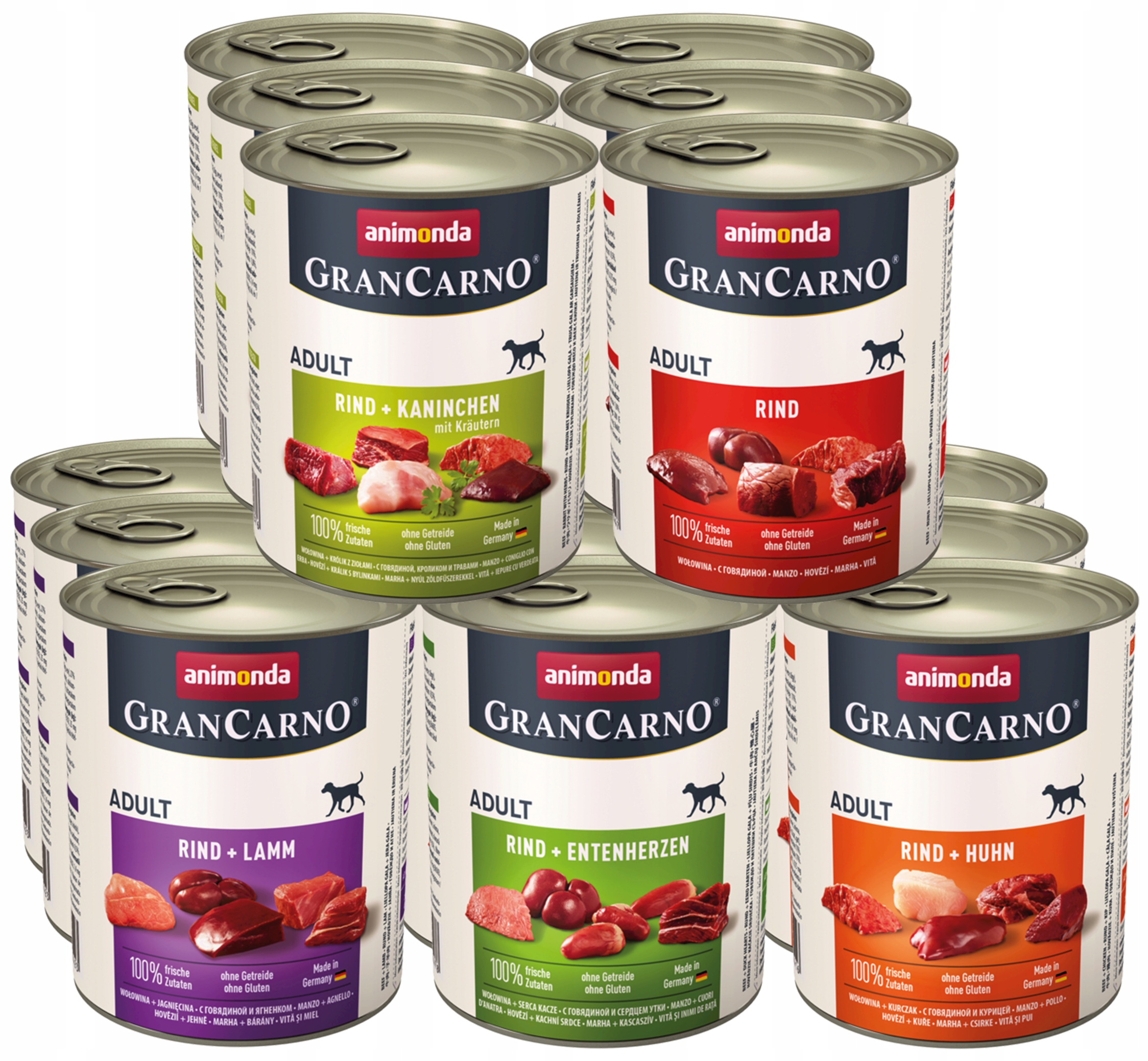 Animonda GranCarno Adult MIX 5 příchutí Hovězího Masa Bez Vepřového Masa 15 x 800 g