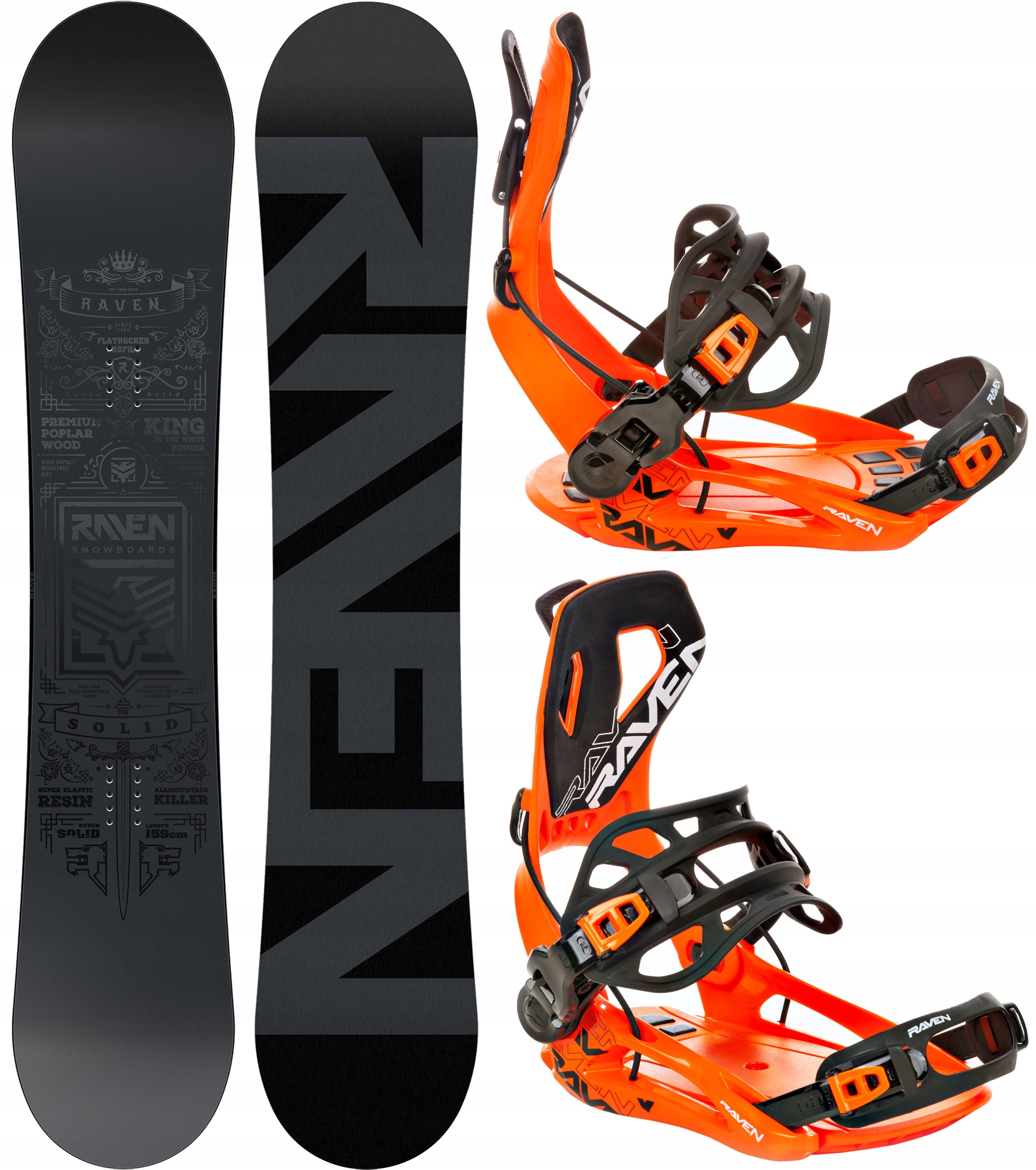Snowboard Raven Solid Steel 158cm Wiązania Raven FT360 Orange L