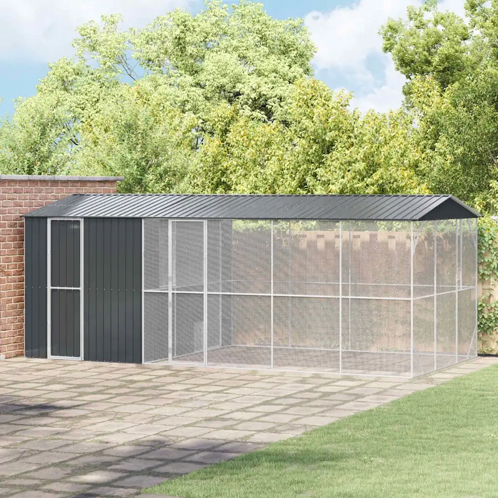 vidaXL Ptačí klec Antracit 645 x 310 x 247 cm Pozinkovaná ocel