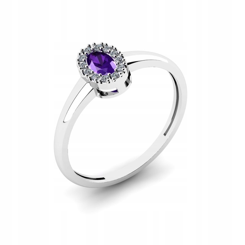 

Pierścionek Z Białego Złota Ametyst I Brylanty