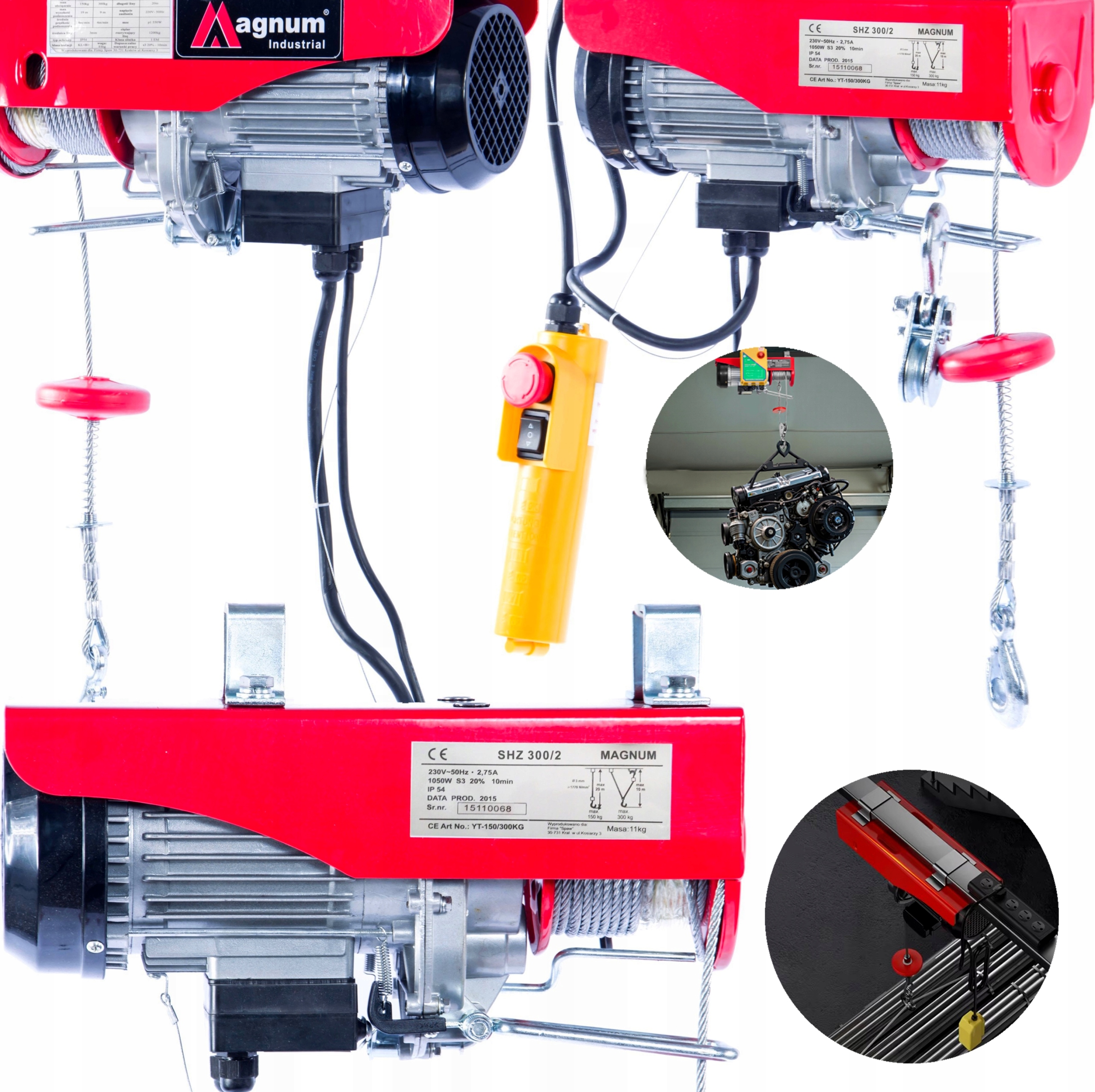 Profesionální Lanový Naviják Magnum Shz 300 Wp 300 Kg, Kabelové Dálkové Ovládání