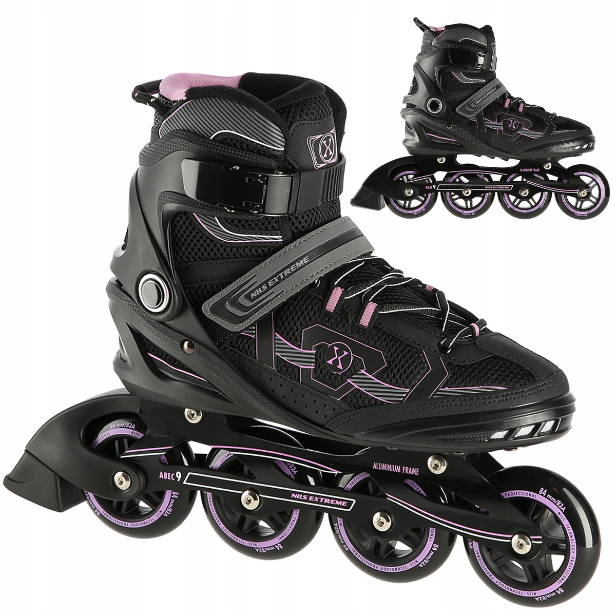 Kolečkové Brusle Brusle 2V1 ABEC-9 Pro Dospělé, Rekreační, Růžové