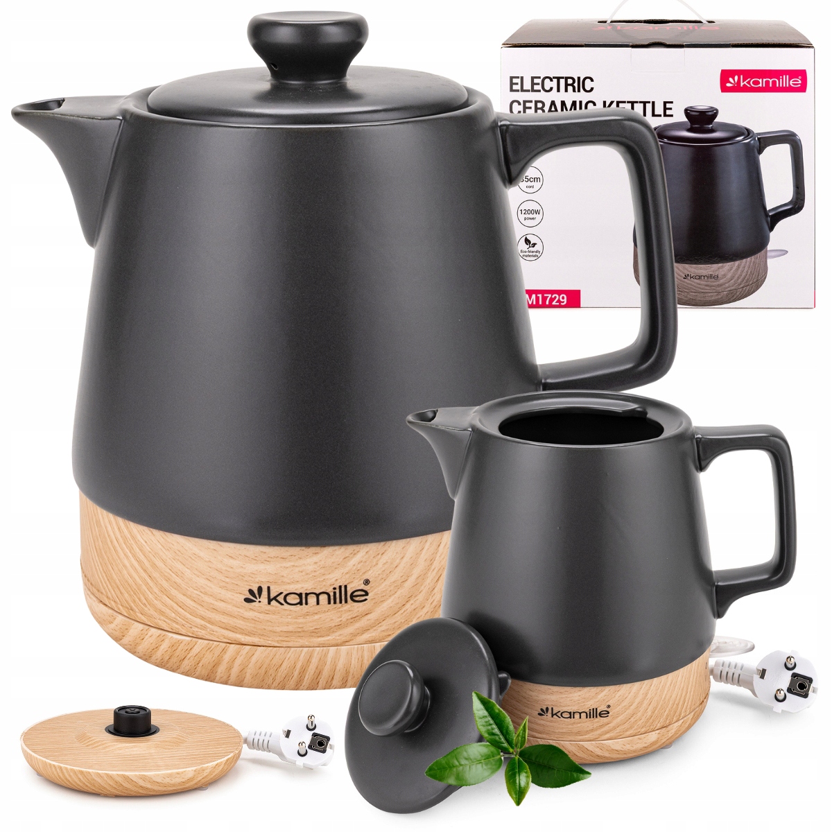 Czajnik Elektryczny Bezprzewodowy Ceramiczny Kamille 1200 W 1,0 L Szary