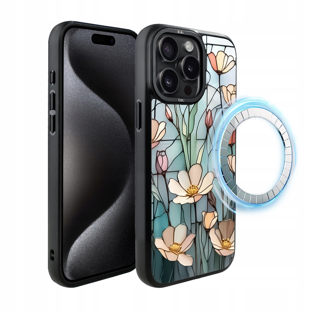 Pouzdro pro iPhone 15 Pro Ibizu DropGuard Matt s MagSafe, Šepot květů