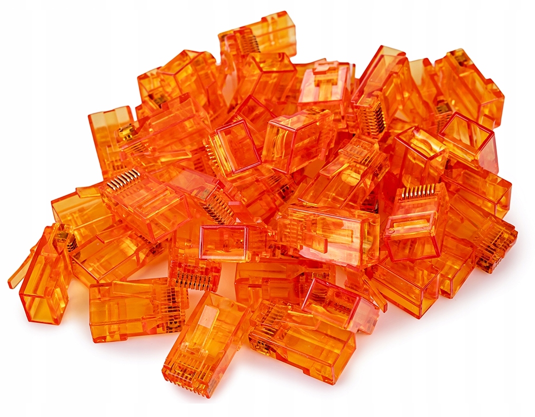 100x Wtyki RJ-45 LAN Przelotowe Kat. 6 UTP Pass Through w Zakręcany Pudełku Kod producenta PT-RJ456UP-1