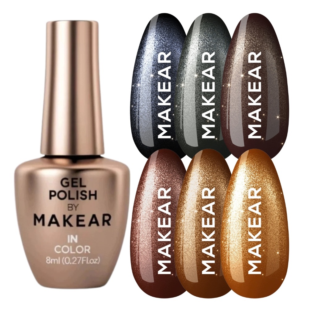 Zestaw Lakierów Hybrydowych Makear Magnetic Fall Cat Eye & Flash 6x8 ml