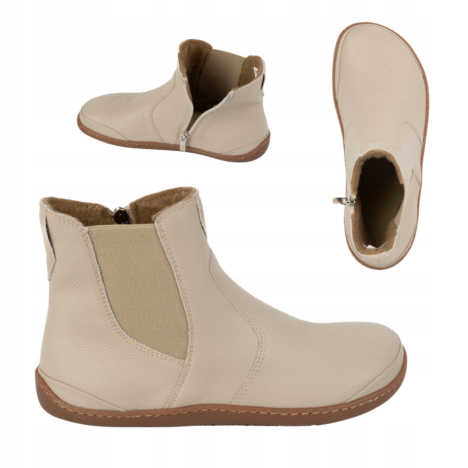 Dámské barefootové boty se zipem, zateplené, 1263, béžové, velikost 36