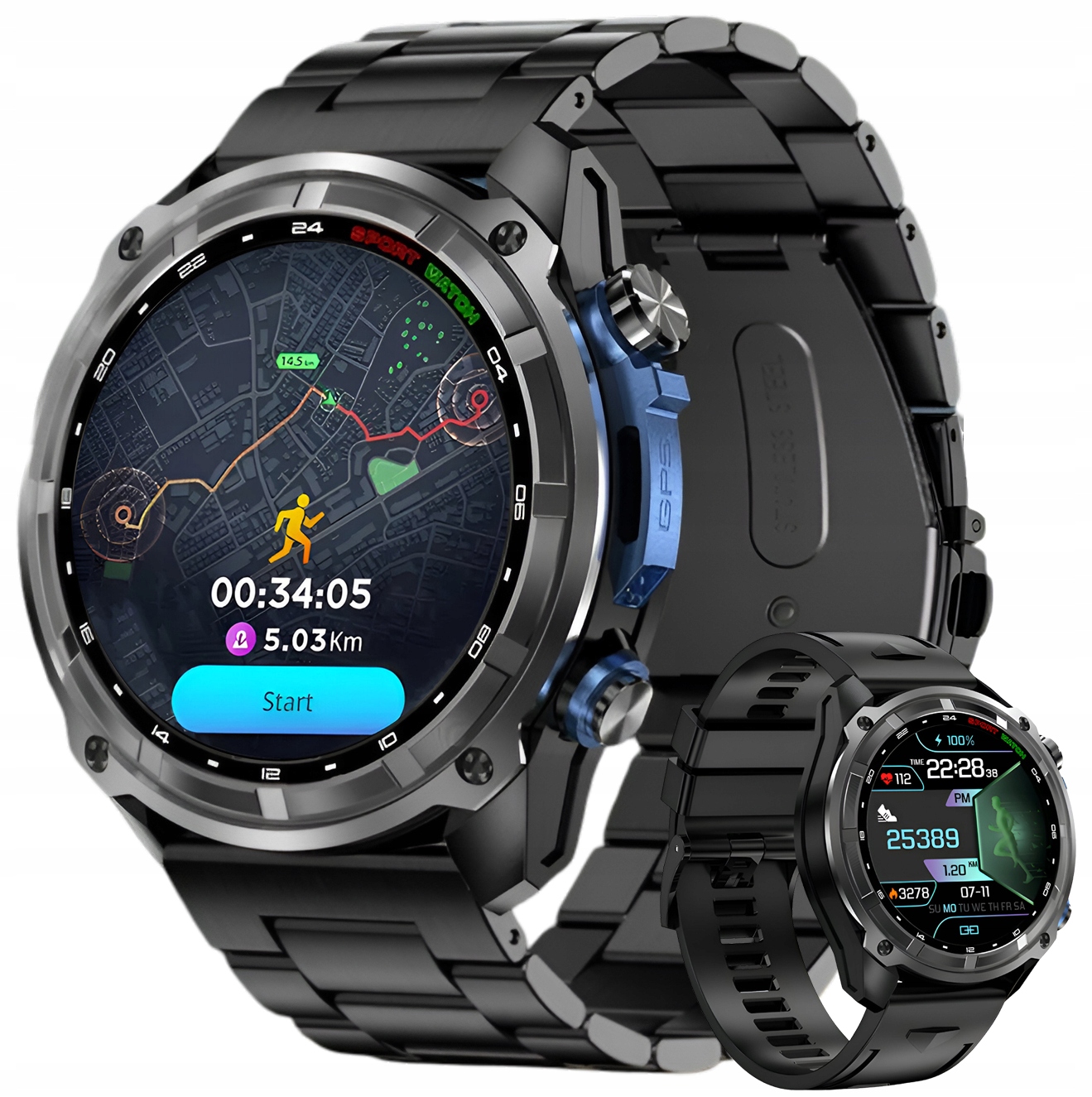 Zegarek Smartwatch Latarka Gps 860MAH Amoled Dyktafon 4GB Video Zdjęcia