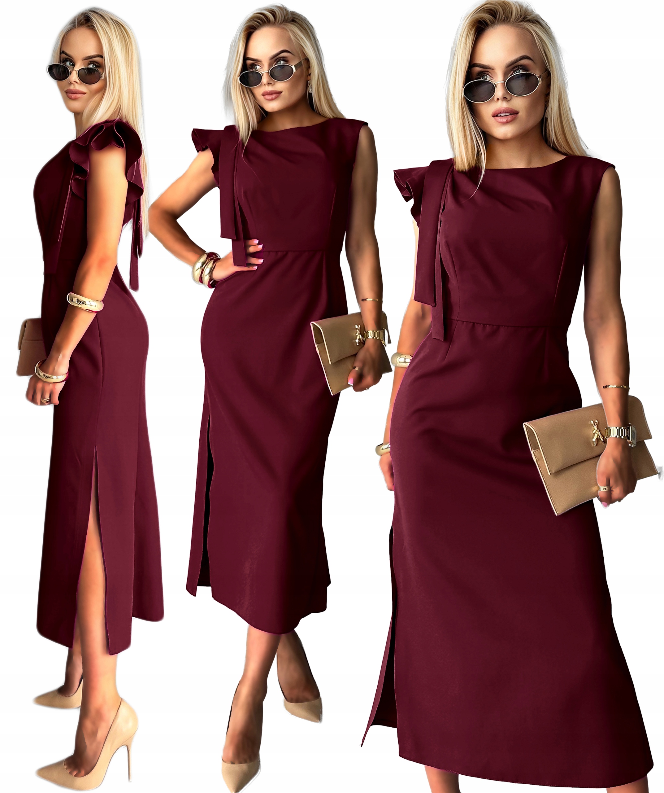 Elegantní dámské Šaty midi velká velikost Polský výrobek svatební hostina 46 MD01