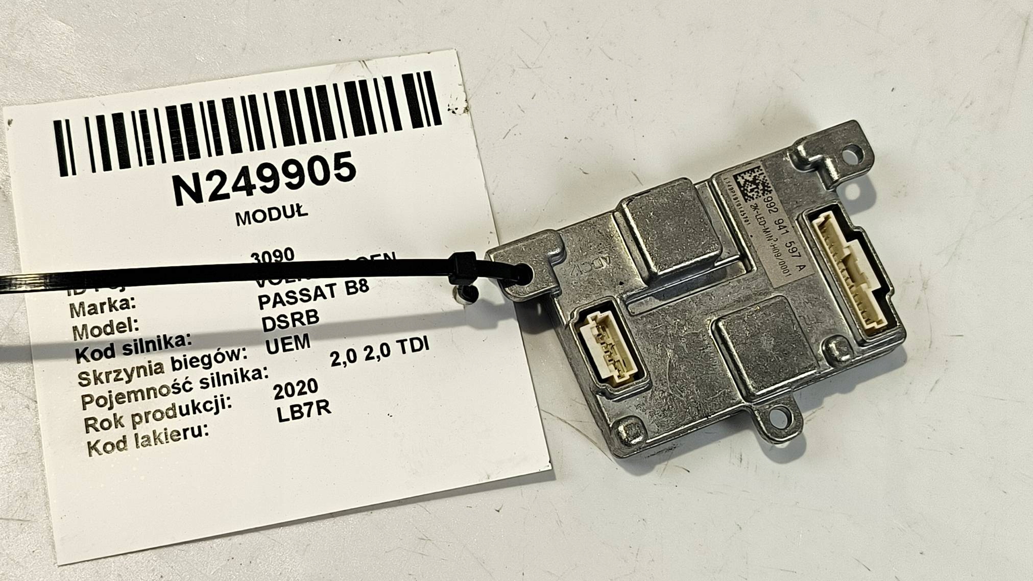 control unit module LED 992941597A VOLKSWAGEN PASSAT B8