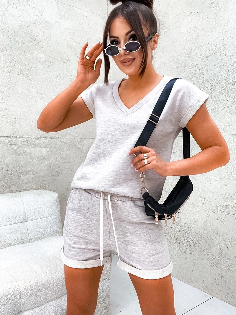 Komplet Halenka A Šortky VE87 Melír Béžová XL (42)