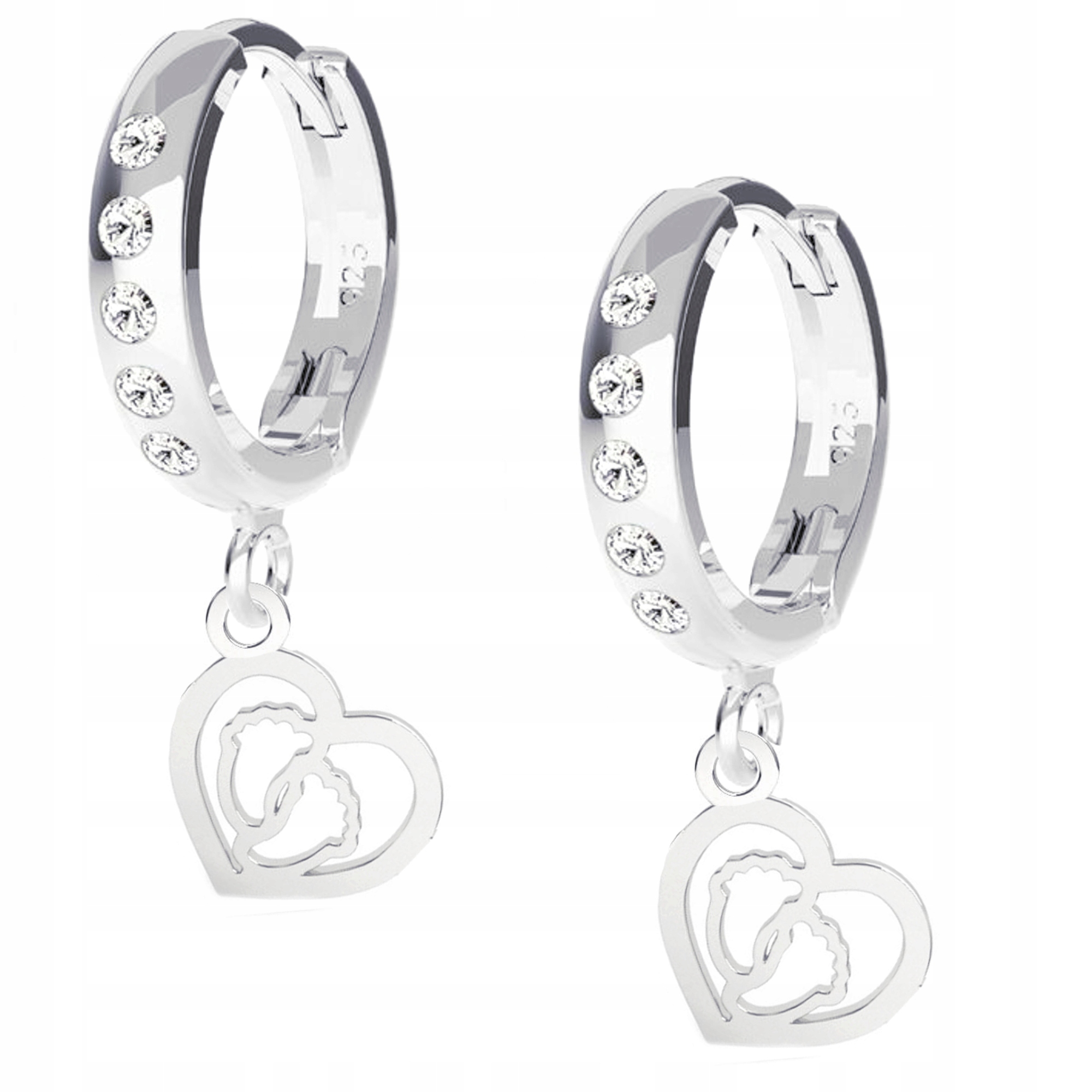 Stříbrné Náušnice Srdce Nohy stříbro 925