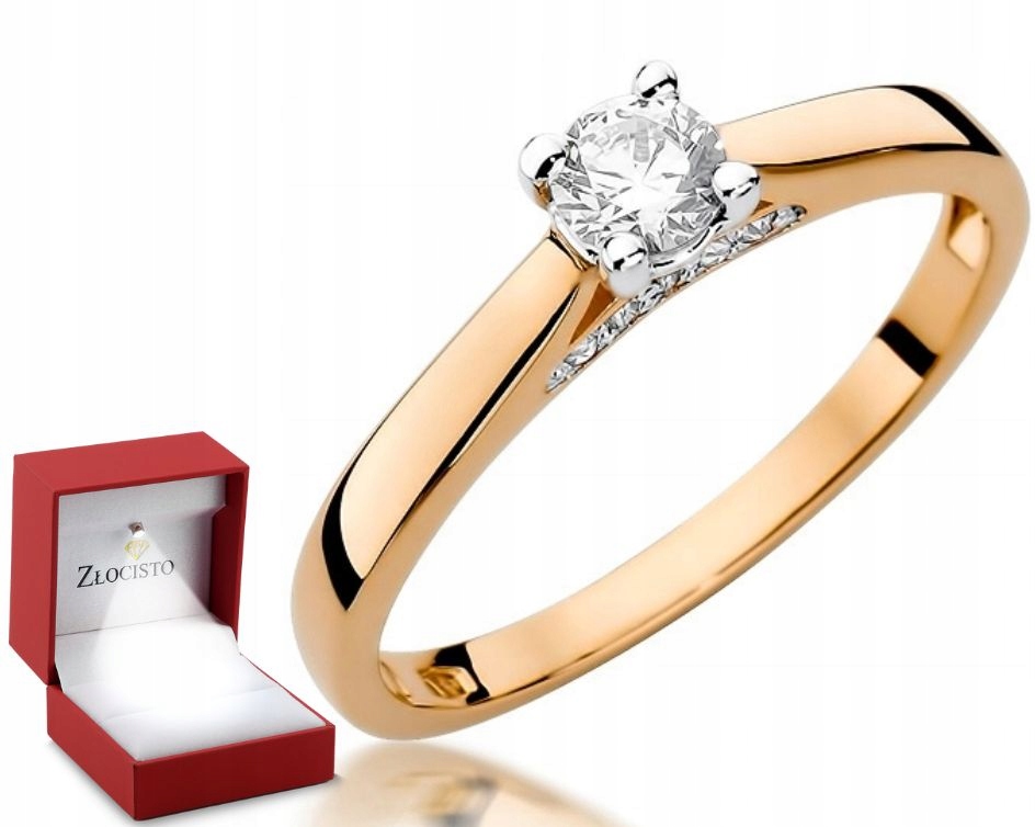 Prstýnek z růžového zlata diamanty 585 Gravírování