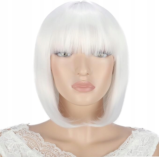 Dámská Paruka S Bílou Parukou, Délka 30 CM, Vlasy Odolné Vůči Teplu