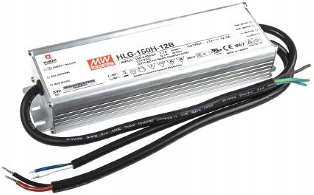 Vysoce účinný Led napájecí zdroj 12V 12,5A, stmívatelný, Pfc, IP67, Mean Well
