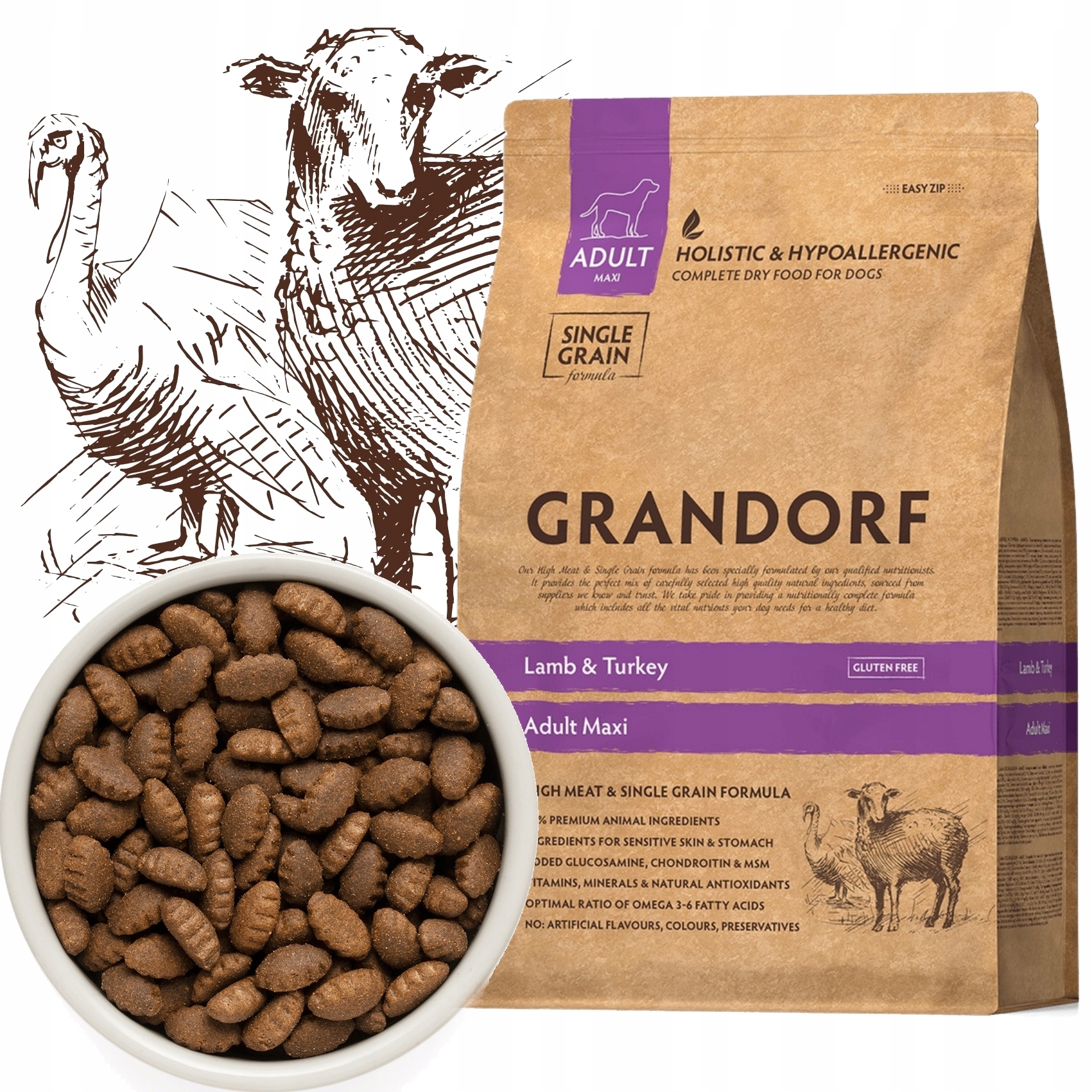 Grandorf Lamb Turkey Maxi Adult Jagnięcina Indyk Karma Dla Psa 10kg