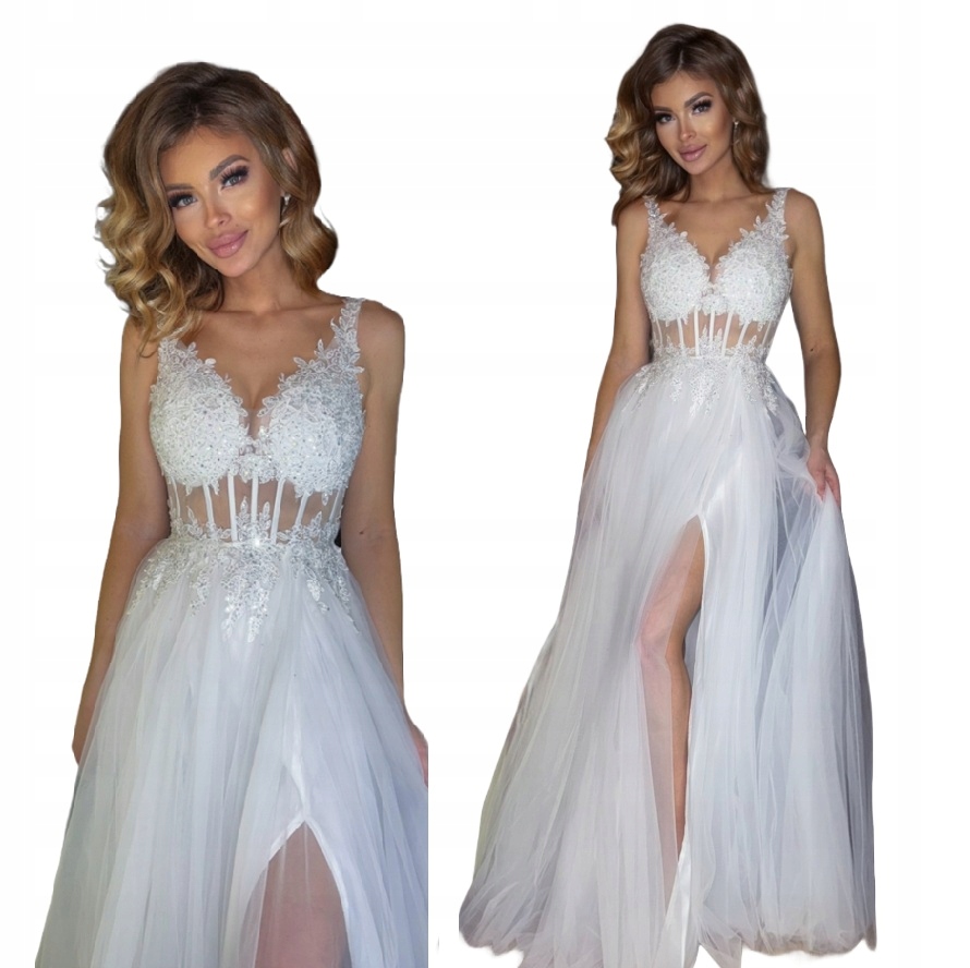 Eldorado Dlouhá Bílá Rozevřená Šaty S Tylem Xs