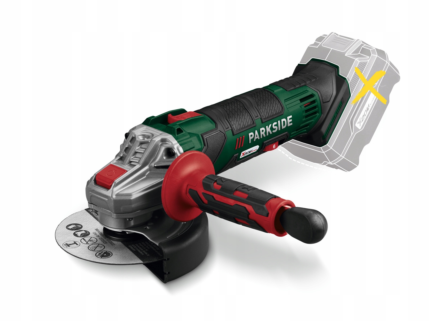 Akumulatorowa szlifierka kątowa 20 V, Parkside Pwsa 20-Li