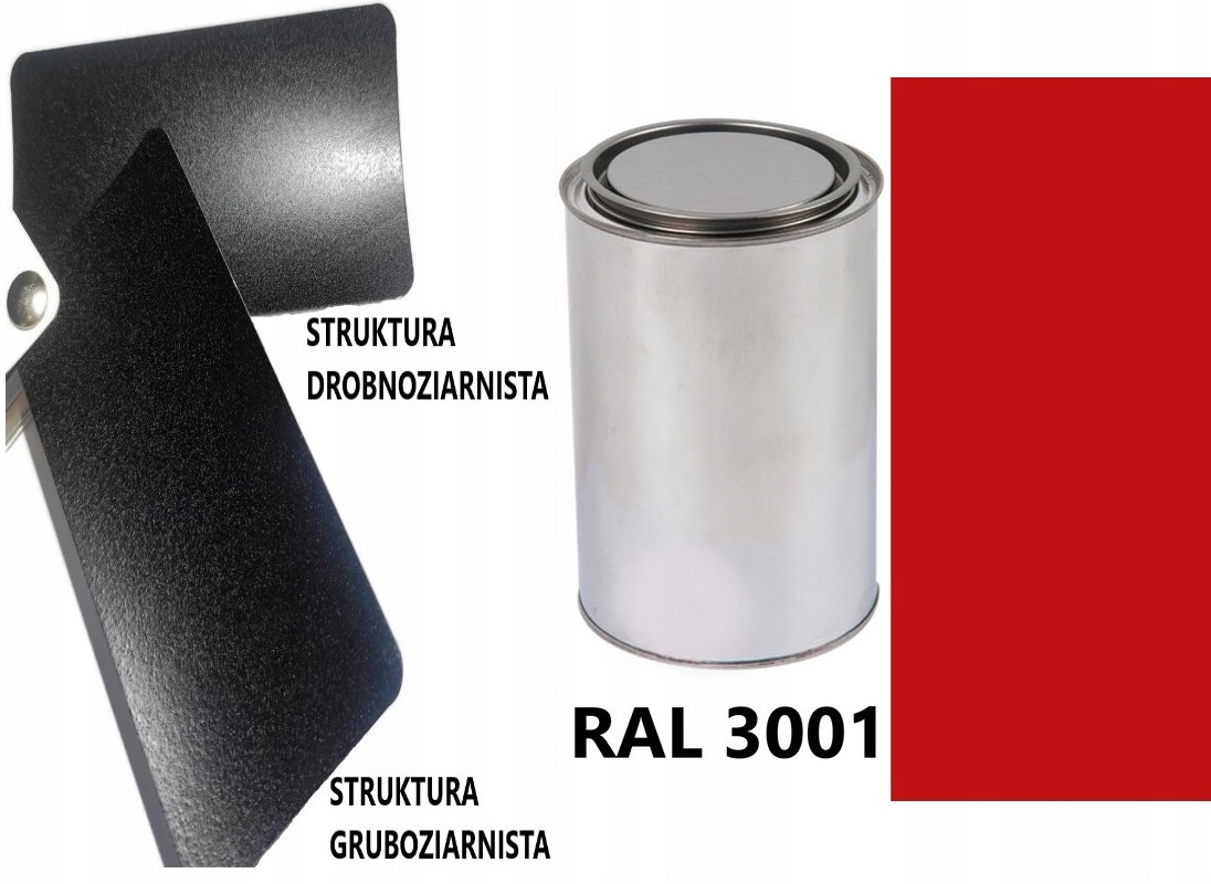 STRUKTURA GRUBOZIARNISTA RAL 3001 MAT 05-08 % DO PLASTIKU METALU AKRYL 1L