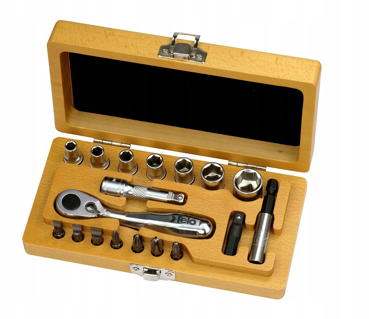 Sada 18 nástrojov v drevenej krabičke Felo XS Classic 1/4