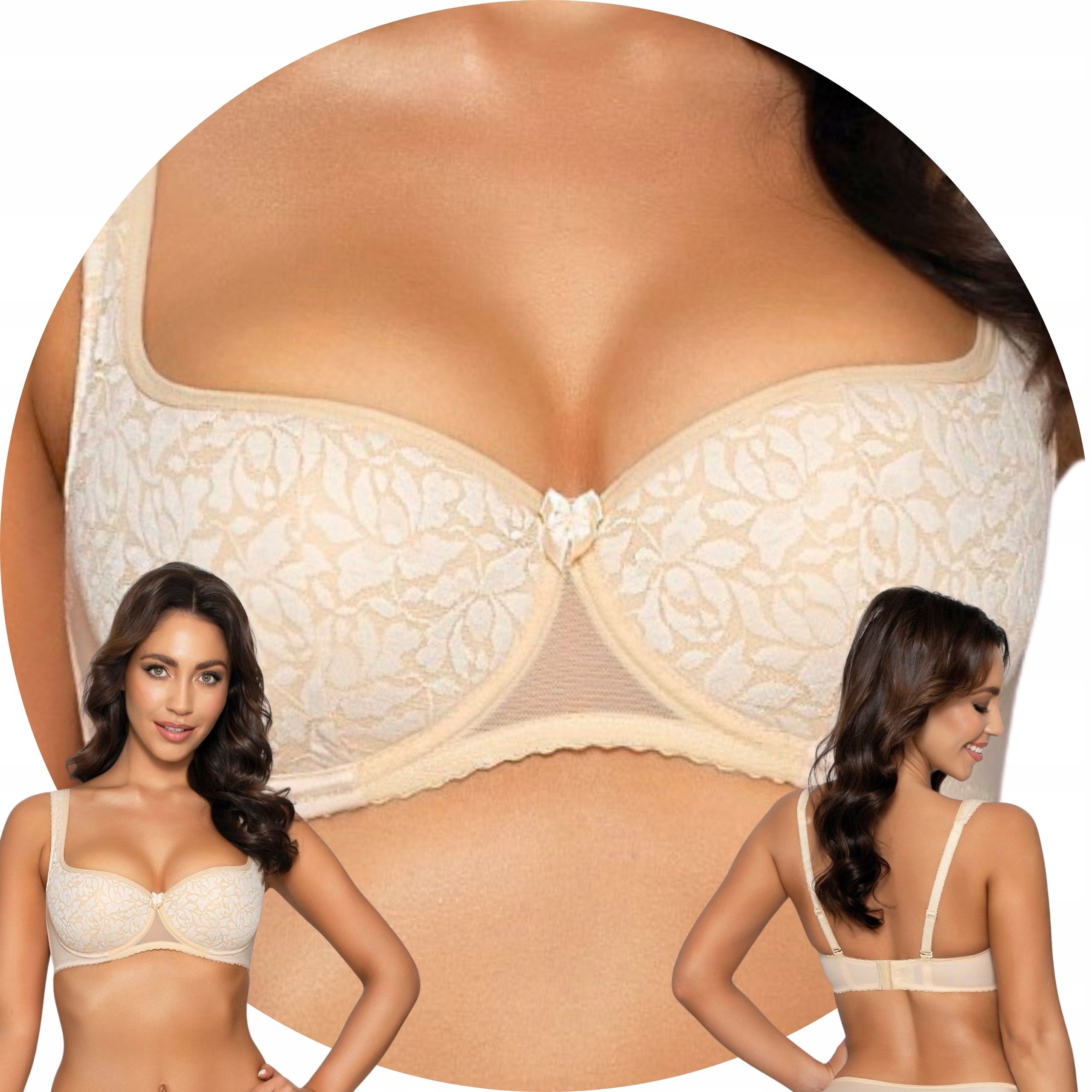 PariPari Sylvie béžová krajka béžová Podprsenka 80D Push-up