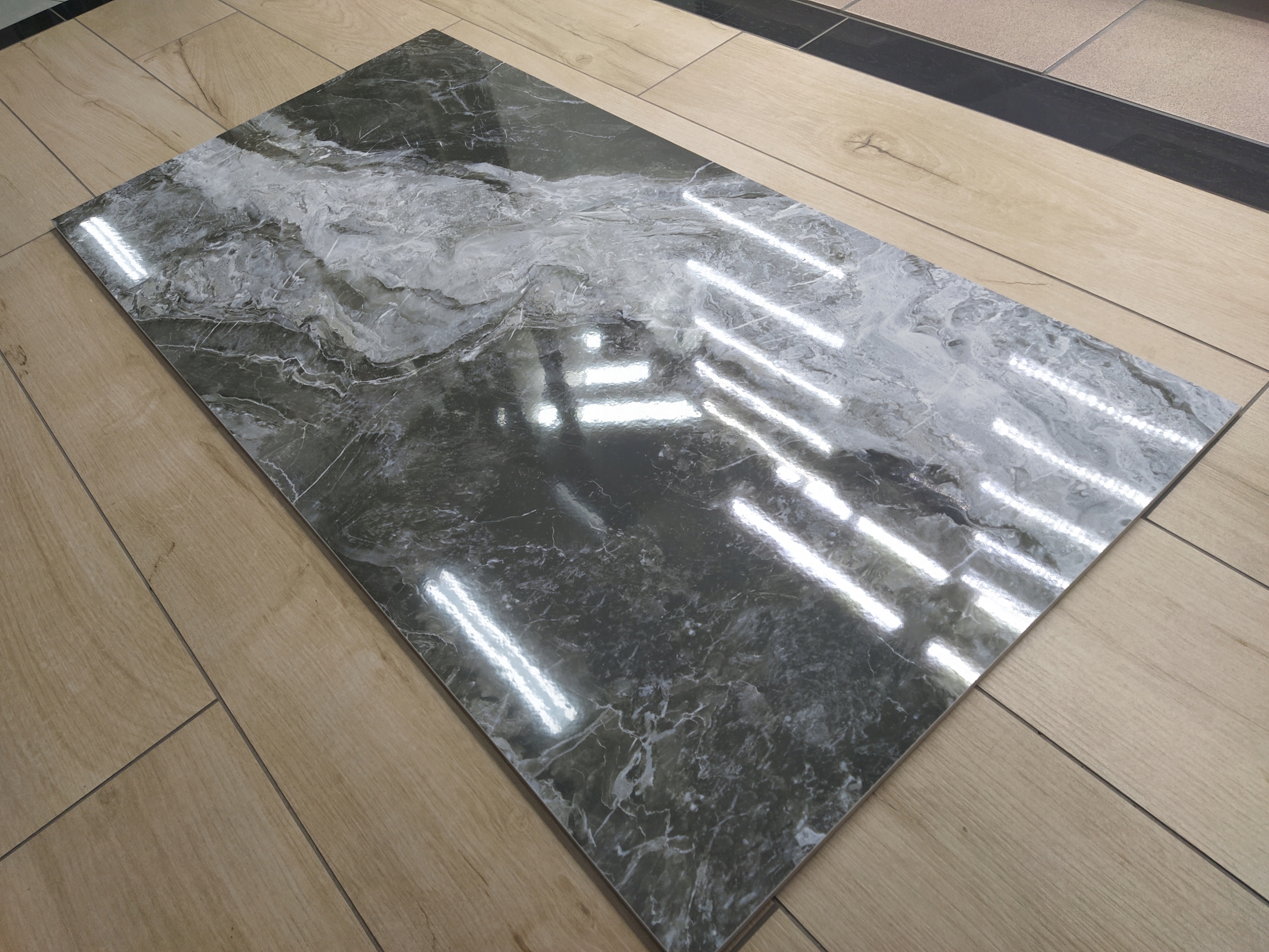 Grafitowy marmur gres 120x60 wysoki połysk