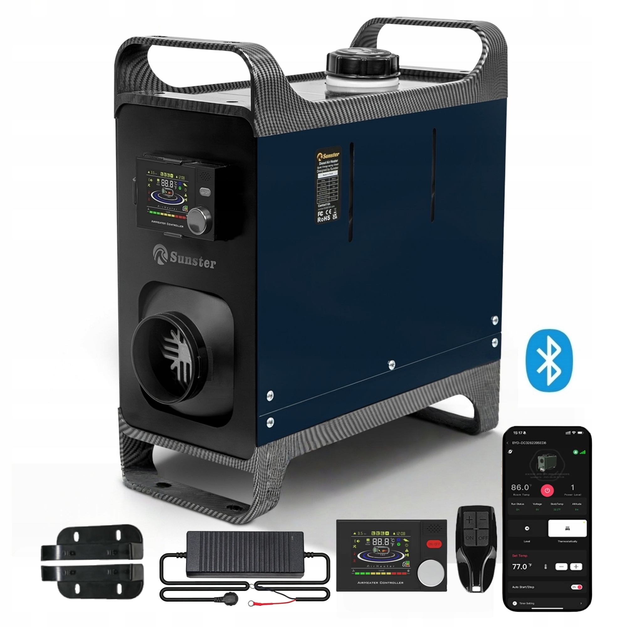 Nagrzewnica powietrzna Sunster 8KW diesel zdalne sterowanie Bluetooth