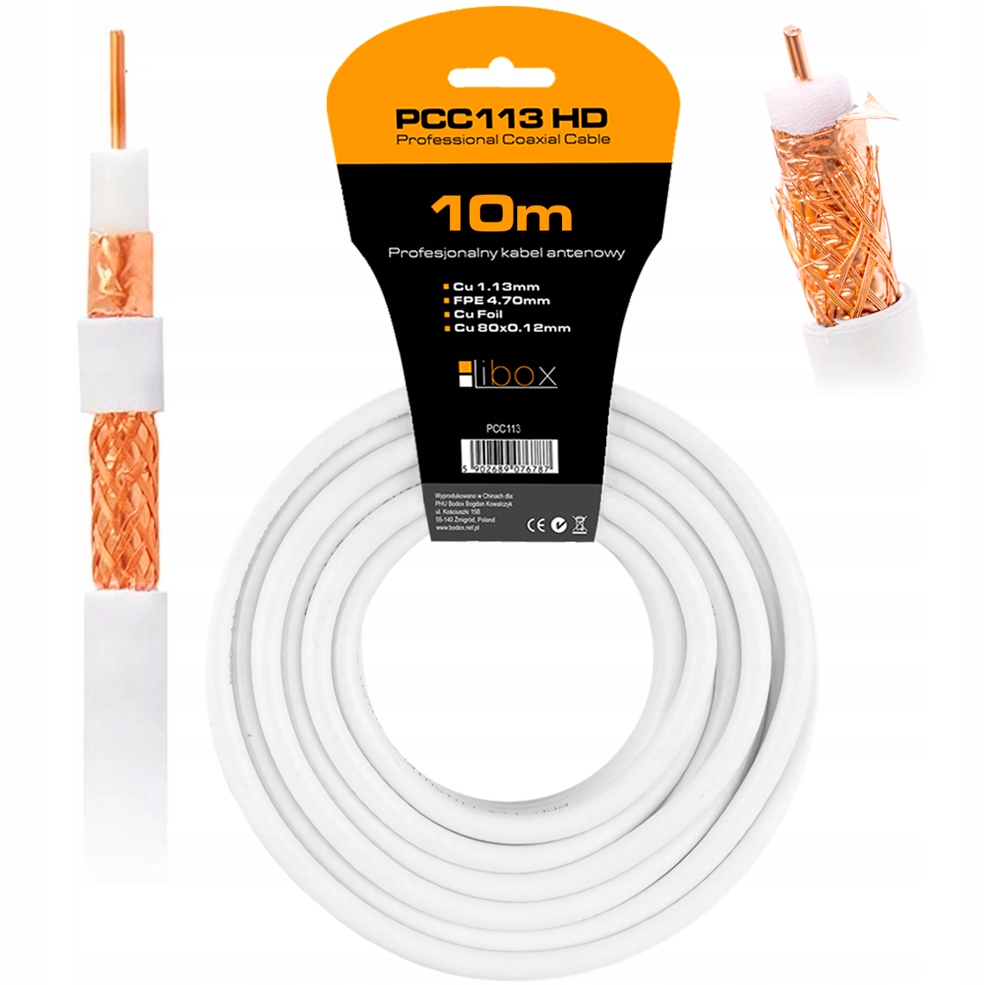

Kabel Przewód Koncentryczny Antenowy PCC113 Cu 10M