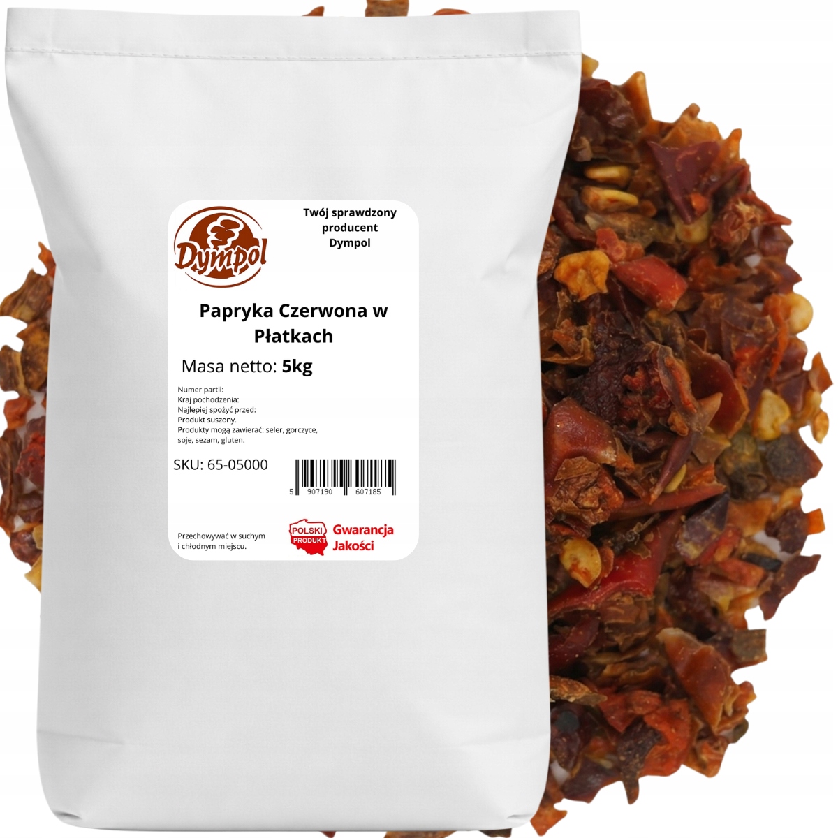 Papryka Czerwona w Płatkach Suszona Bardzo Aromatyczna Jakość Dympol 5 kg