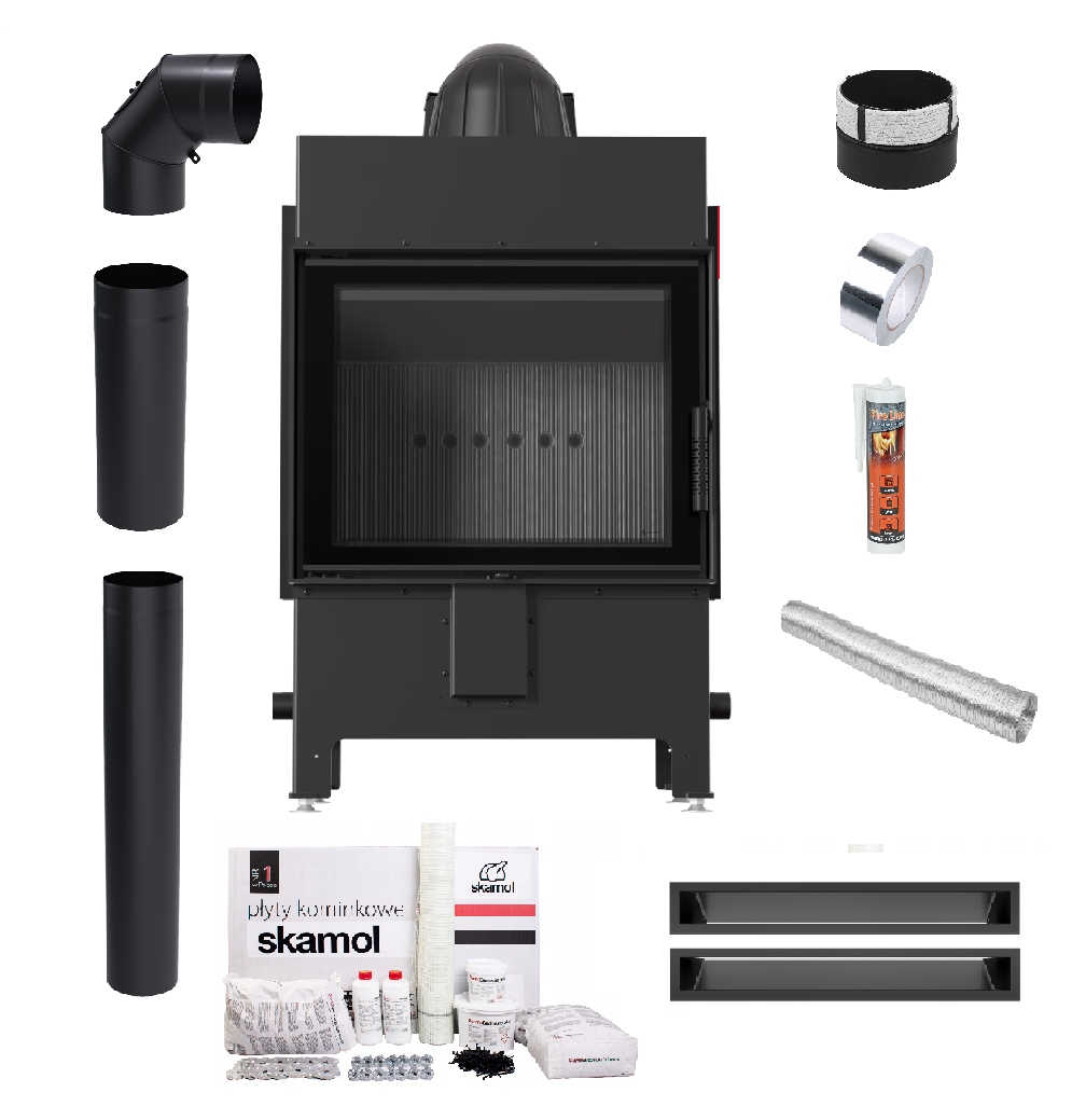 Krbová Vložka Lucy 12 kW Černá Ocelová Ekodesignová Sada