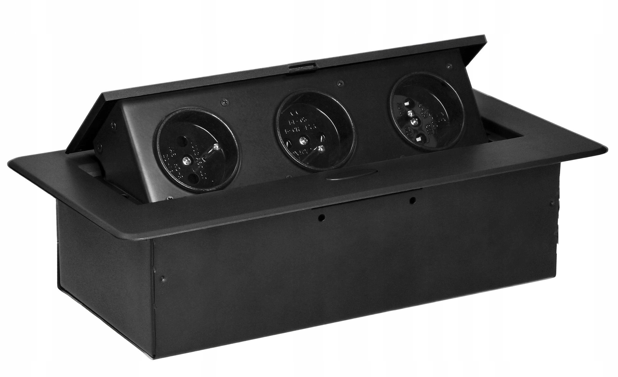 Elektrická zásuvka Orno 3x2P+Z černá, zapuštěná do pracovní desky