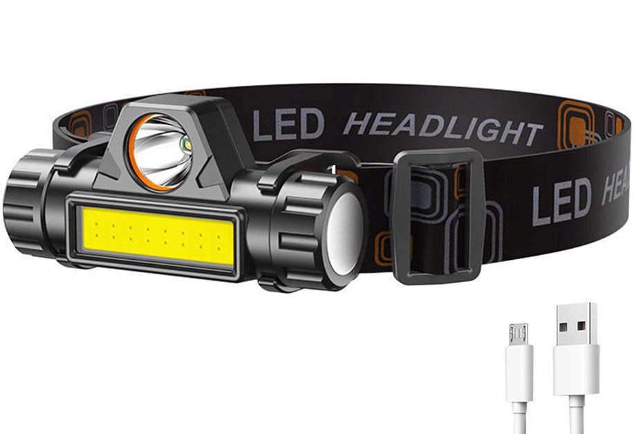 

Latarka Czołowa 2 źródła Led T6 Cree i Cob 18650