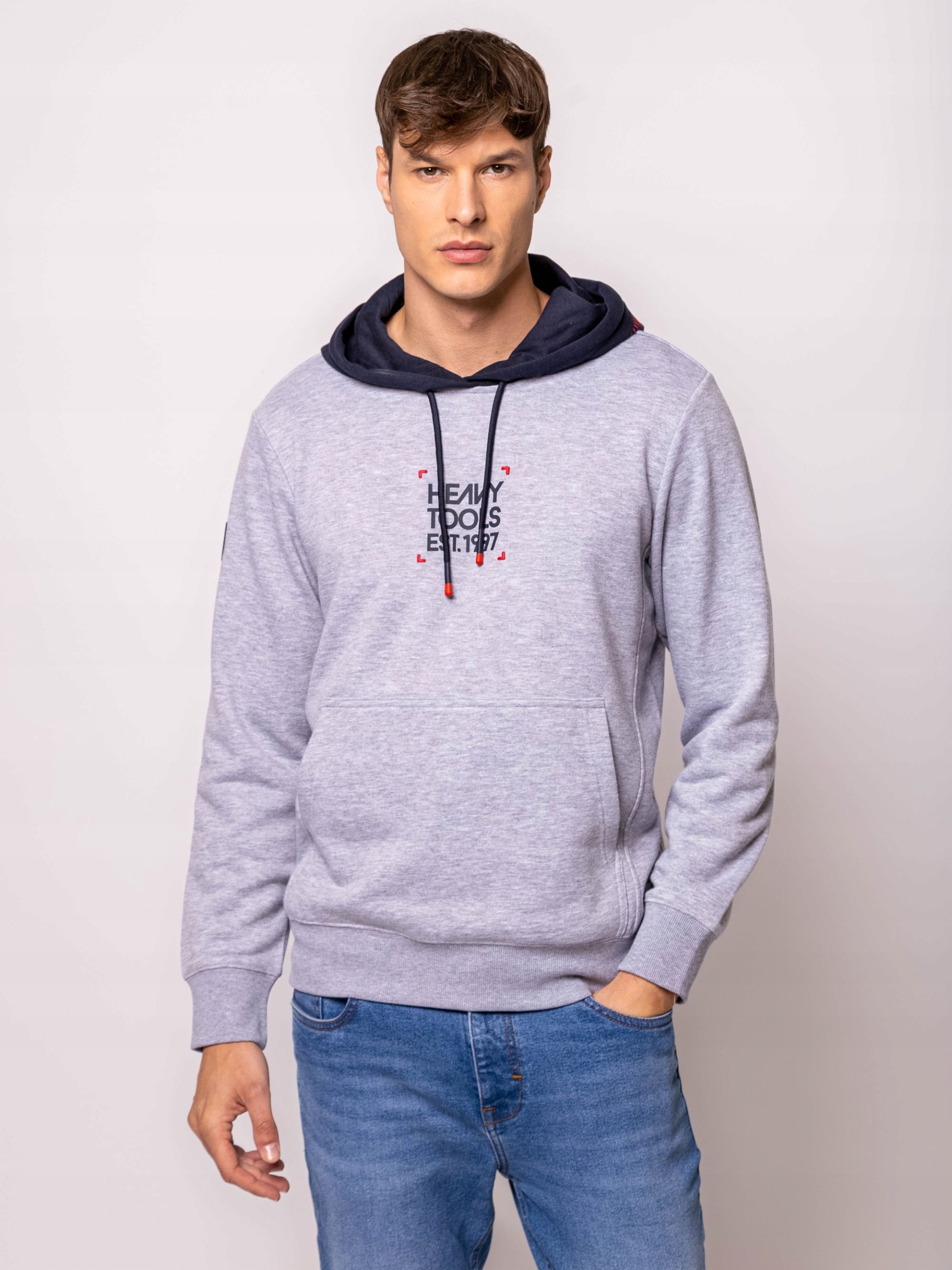 Heavy Tools Pánská Tepláková Mikina S Kapucí Sarben Šedá String Velikost M