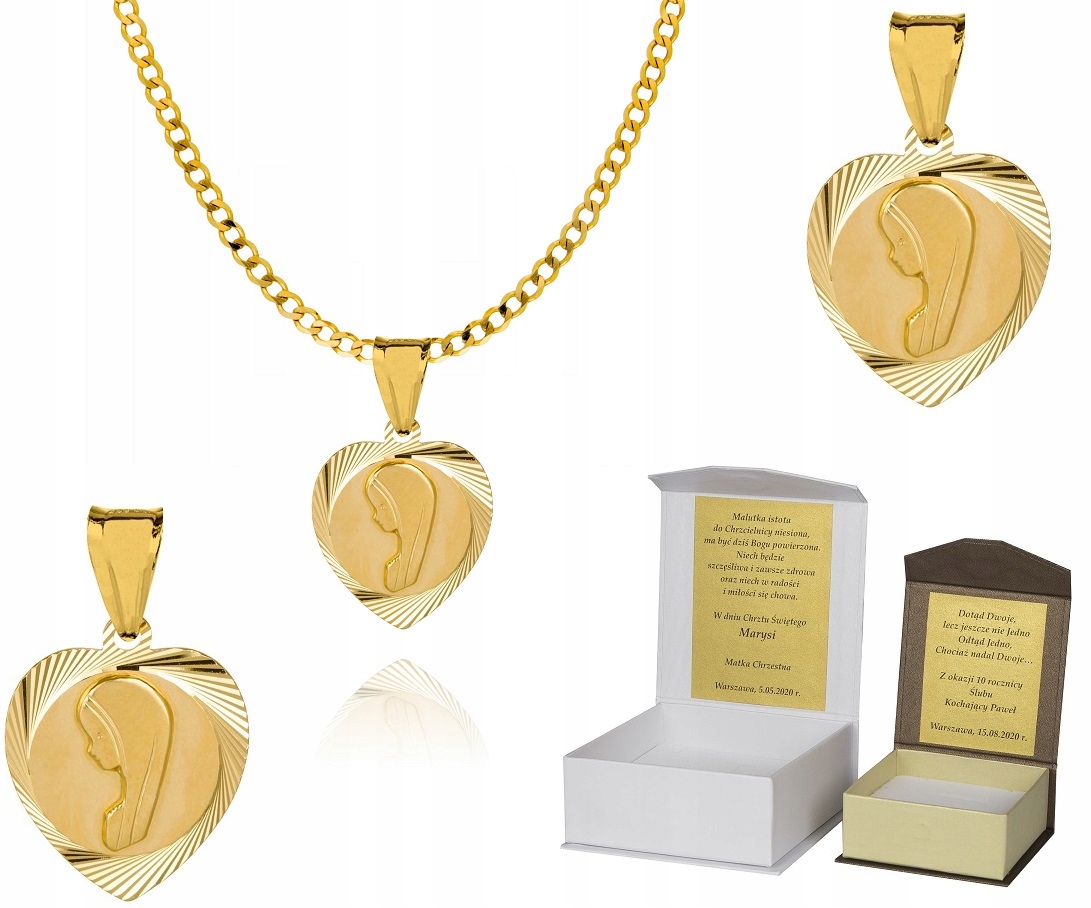 Zlatý řetízek stříbro Medailon Matka Boží 40 cm Dedikace P4M23