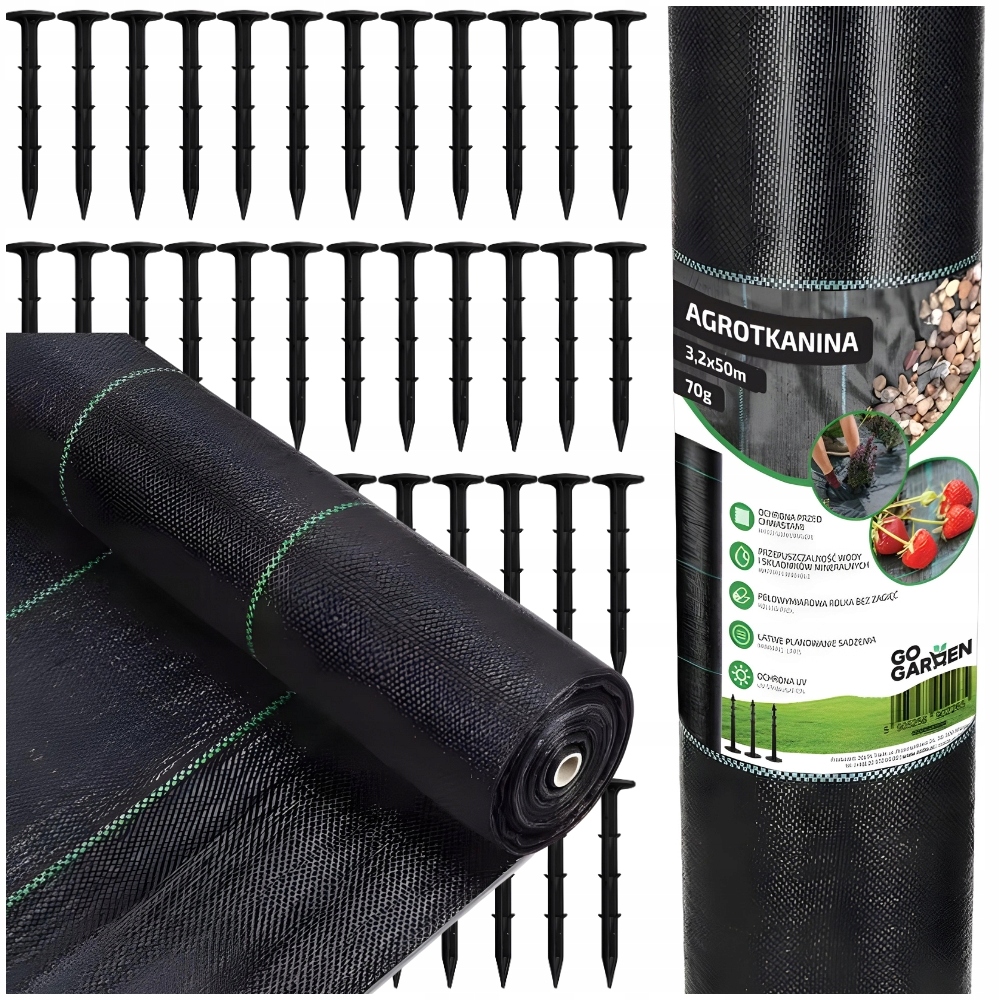 Agrotkanina ściółkująca antychwastowa włóknina czarna uv 3,2x50m 70g szpilk