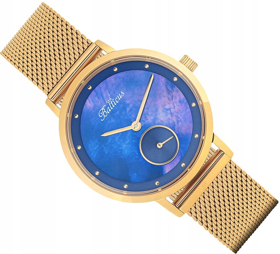Elegantní Polský Dámské Hodinky Balticus Zlaté S Perleťovým Ciferníkem Pásek Set