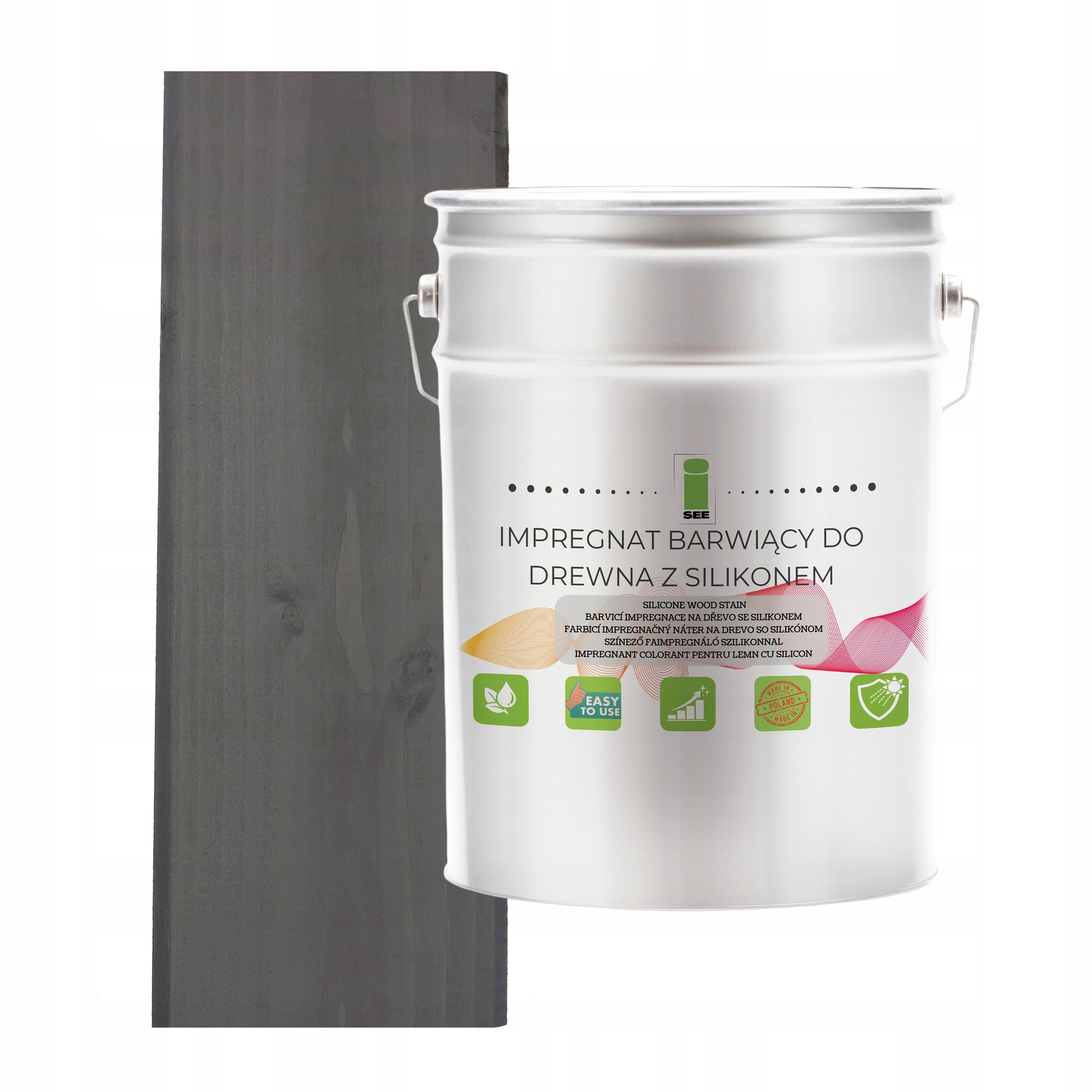 Impregnat Do Drewna Z Woskiem Silikonem Antracyt Hydrofobowy 2w1 10L 7016