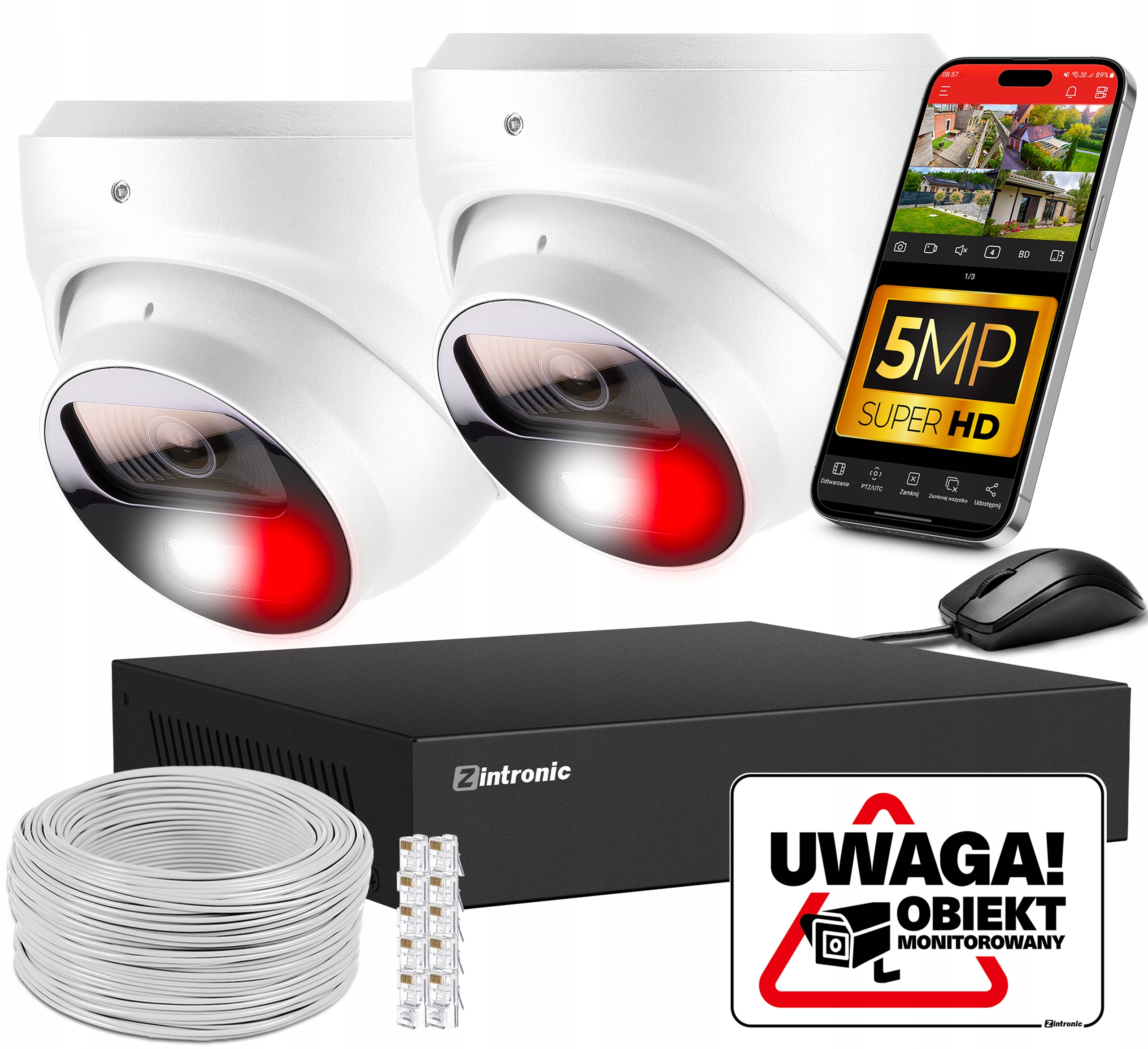 Monitorovací sada Poe 5MPx 2 kamery Audio Dual Light Detekce bez disku