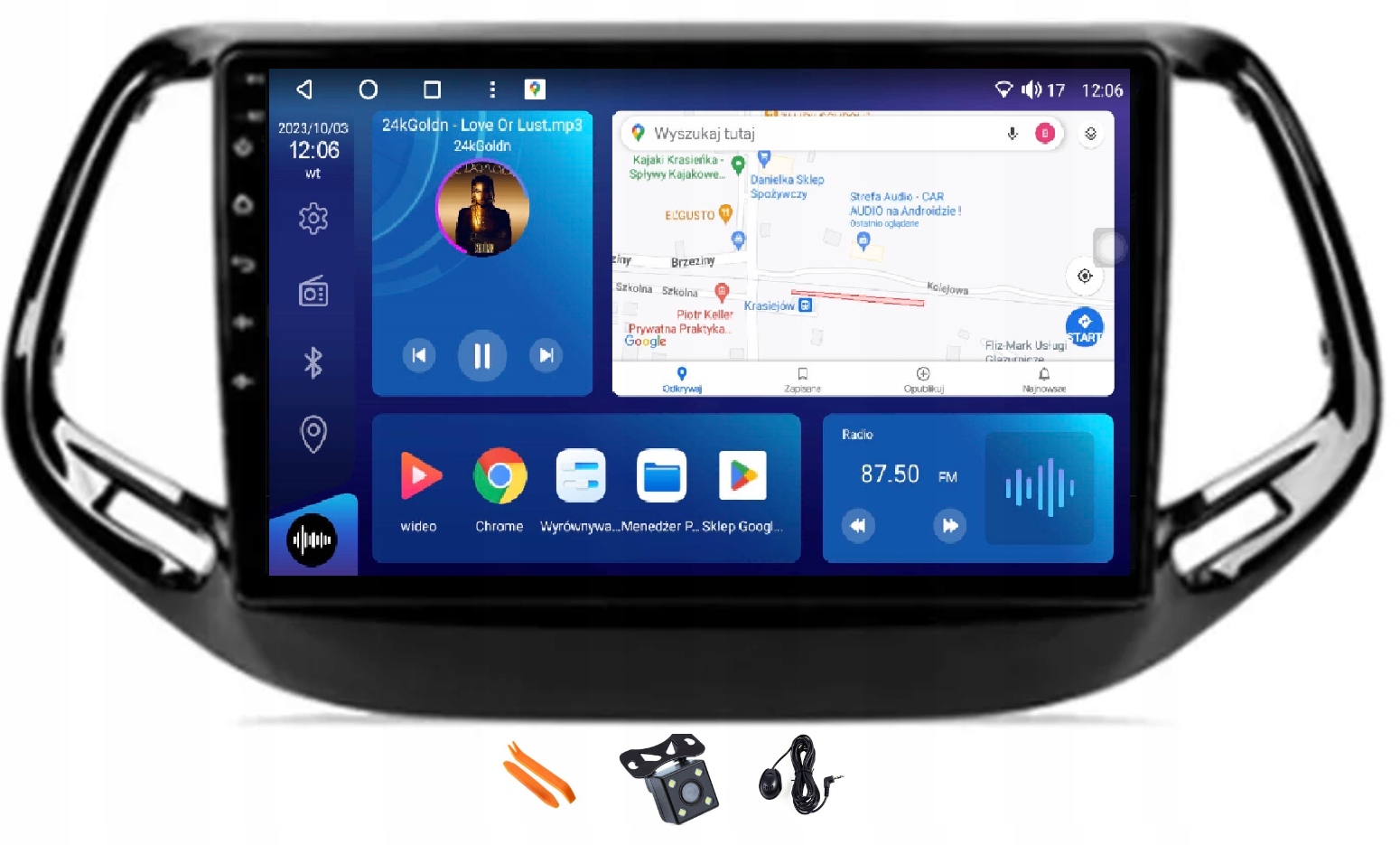 Rádio Android Navigácia Qled Carplay Lte 64GB Gps Jeep Compass 2 Mp 16-18