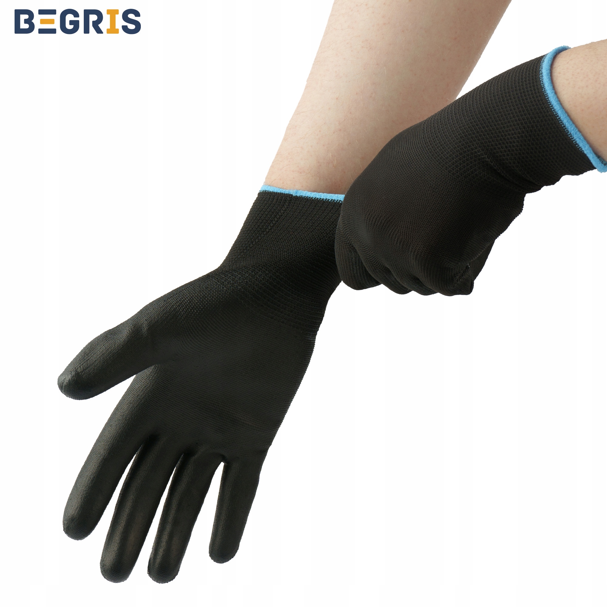 RĘKAWICE ROBOCZE RĘKAWICZKI OCHRONNE CZARNE POLIURETANOWE MOCNE 10 POLIUR Rozmiar 10 - XL