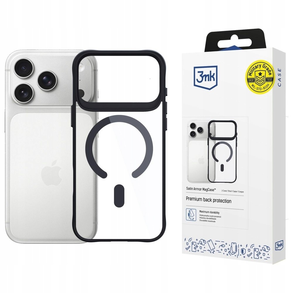 Etui 3MK Satin Armor MagCase do Apple iPhone 17 Pro przezroczysty